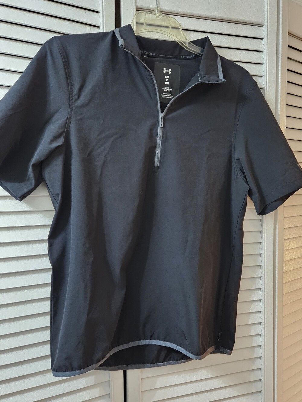 Under Armour Golf Black Short Sleeve 1/4 Zip Pullover Jacket Size S Loose Fit